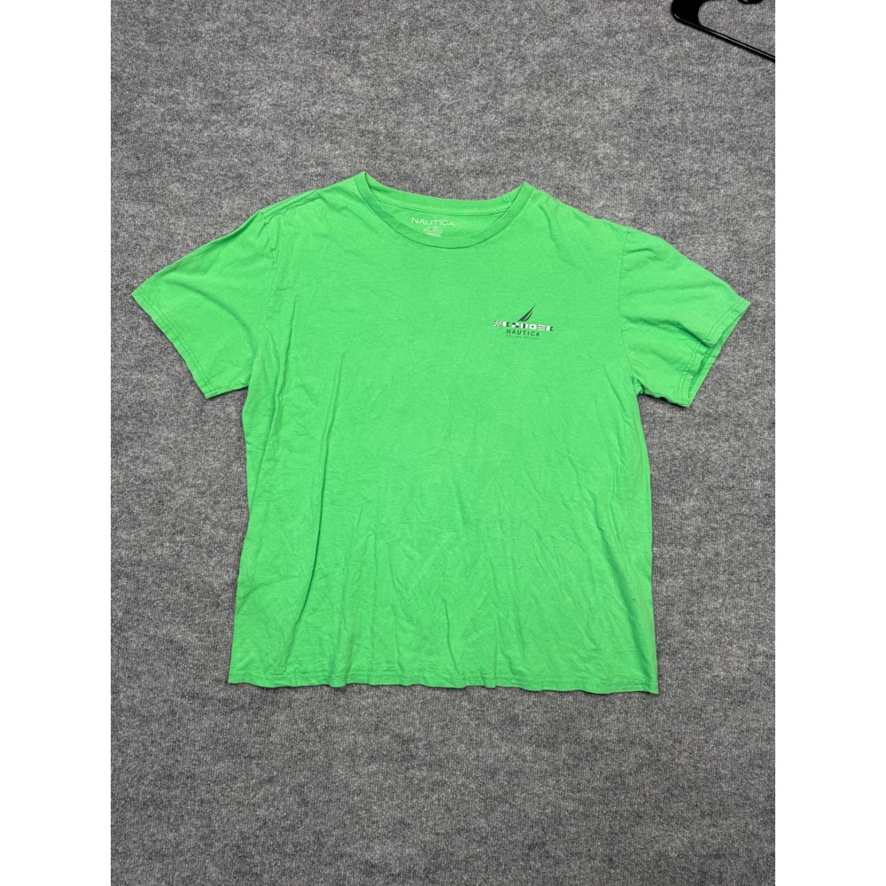 Nautica Mens XL Green Sailing School Bleu Marine Graphic T-Shirt Cotton XL/EG